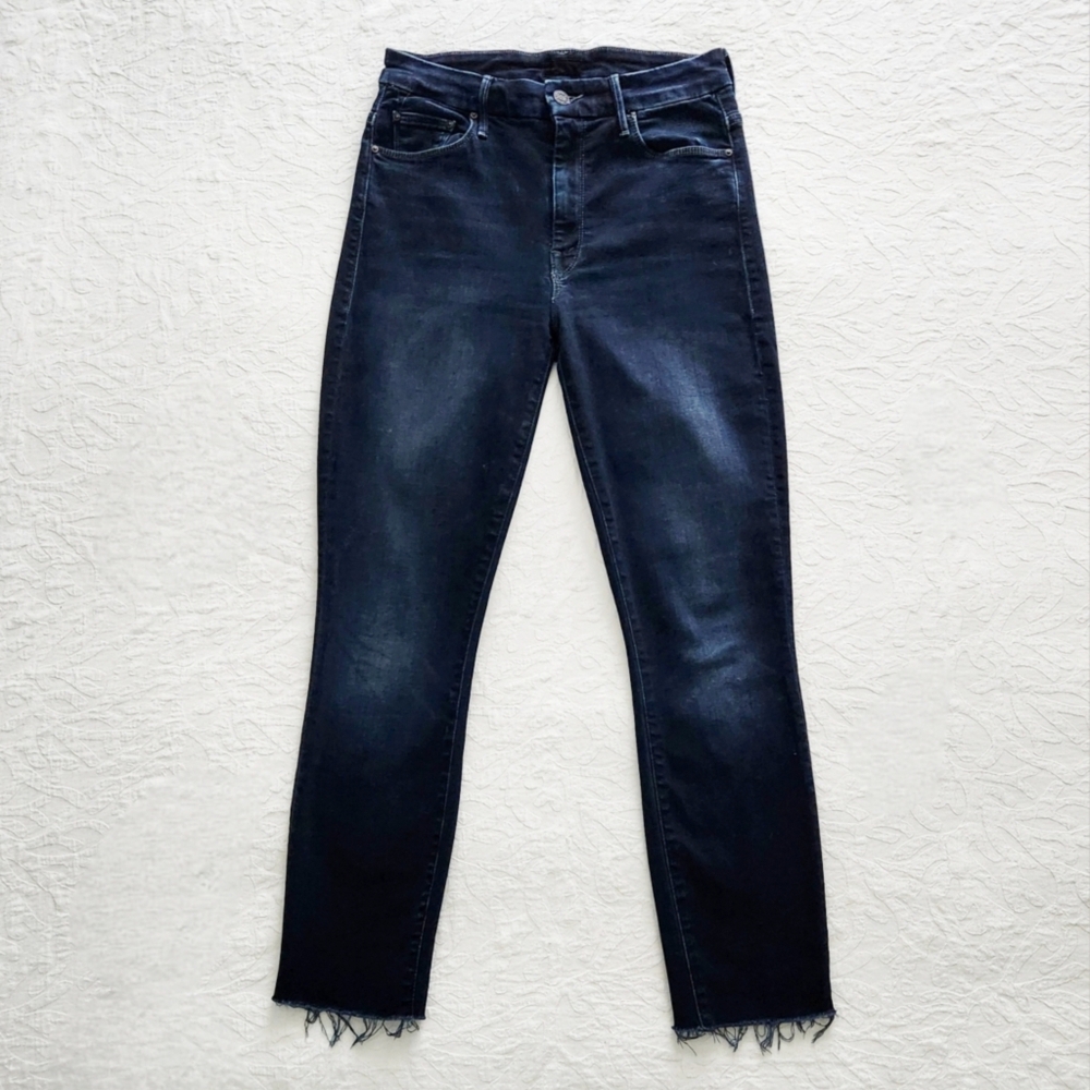 MOTHER The Looker High Waisted Ankle Fray Jeans Last Call Wash, Dark Denim 26